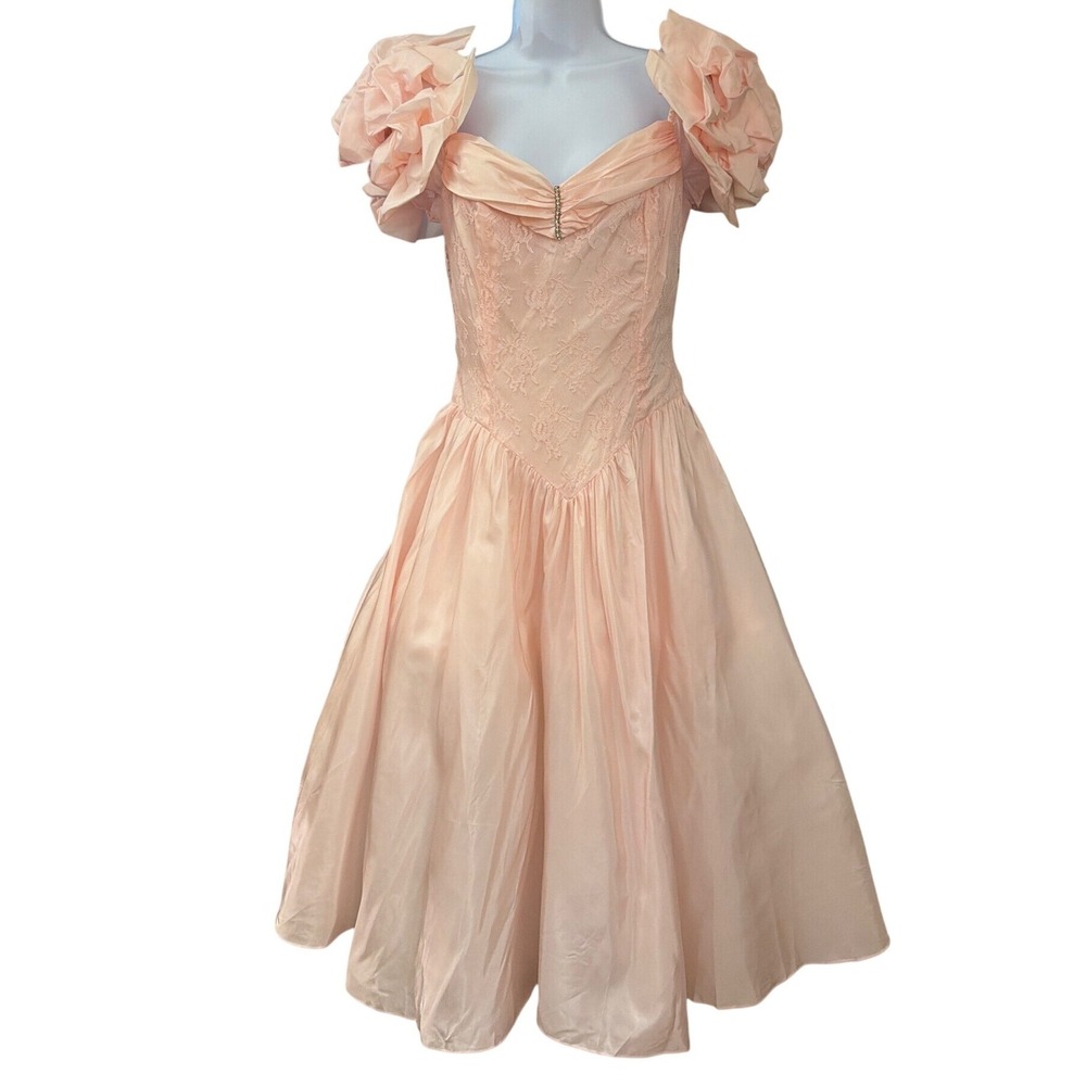 80s Vintage Light Pink Prom Dress Coquette Princesscore Balletcore Fairycore